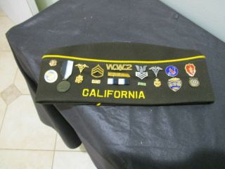VFW cap/hat w/18 pins WWII Korea Army/Navy California. 3