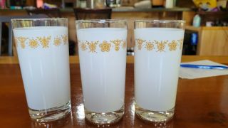 3 Vintage White Butterfly Gold Correlle Corning 5 3/4 " Drinking Glasses