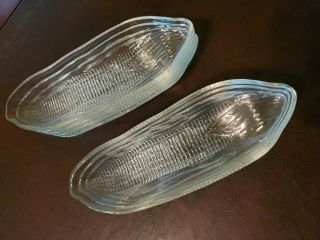 Corn On The Cob Holders Clear Eapg Heavy Glass Dishes Holder Set Of 8