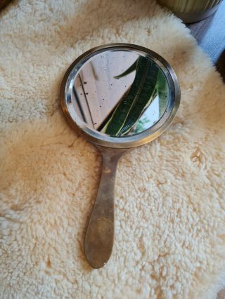 Vintage Handheld Vanity Mirror With Brass/copper Handle - 1930 