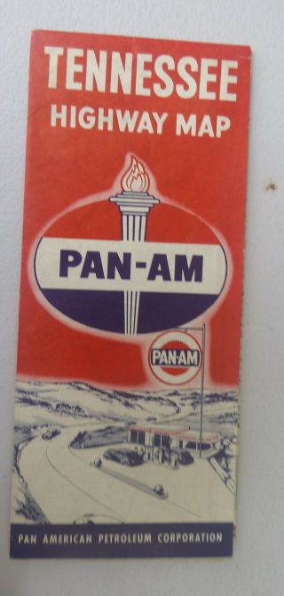 1947 Tennessee Road Map Pan Am Oil Gas Pan American Petroleum