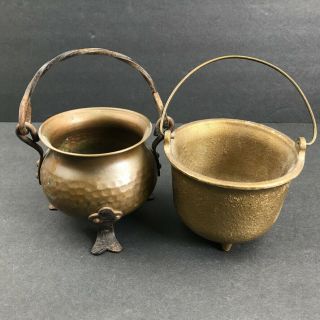 Small Miniature Cast Iron Cauldron Pot 3 Feet W/handle & Metal Standing Pot