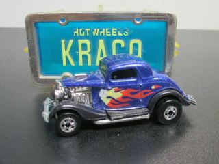 Vintage Blue ’34 Ford Hot Wheels Car With Display Case