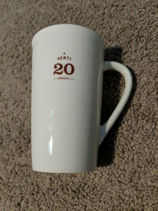 Starbucks Coffee 2010 Venti 20 Oz Mug White Brown Ceramic Logo Cup Spellout Tall