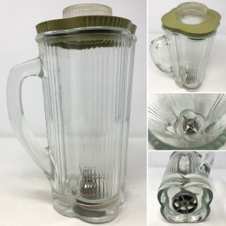 Vintage Waring Futura 850 Blender Model 1205 Replacement Glass Pitcher Green Lid