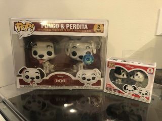 Funko Pop Disney Pongo & Perdita 2 Pack 101 Dalmations In Case With Keychains