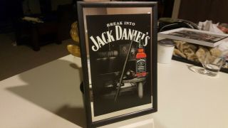 Framed Bar Mirror - Jack Daniels Billiards / Pool Logo 20x30cm Eight Ball