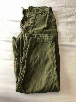 Vintage Olive Green Us Army Fatigue Pants - Utility Trousers - Button Fly 32x29