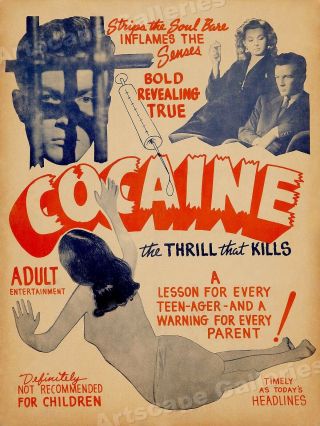 1935 Vintage Style Drug Movie Poster " Cocaine " - 18x24