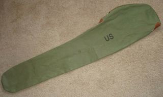 Vintage Military Green Gun Case Stamped " Us " Canvas W/zipper M1 Carbine
