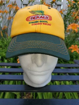 Dekalb Seed Corn Baseball Hat Cap Adjustable Embroidered Farmer Yellow Usa.