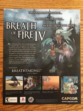 Breath Of Fire Iv (4) Ps1 Psx Playstation 1 2000 Vintage Poster Ad Print Art Rpg