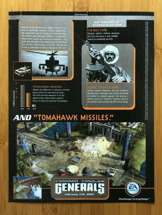 Command & And Conquer Generals Pc 2003 Vintage Print Ad/poster Official Art Rare