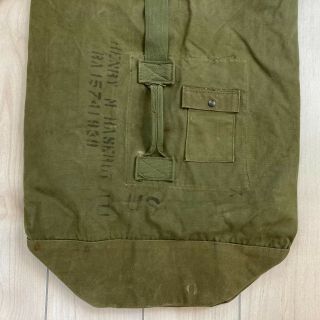 US Army Vintage Military Duffle Bag OD Green Canvas 2