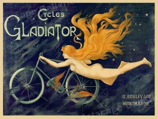 " Cycle Gladiator " - Classic 1895 Art Nouveau Classic Bicycle Poster - 18x24