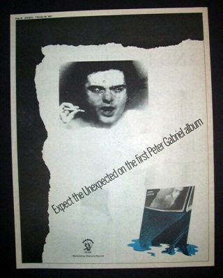 Peter Gabriel 1st Album (car) 1977 Poster Type Advert,  Promo Ad Genesis,  Bonus