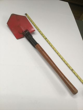 Vintage Red Military Style Folding Trench Shovel Pick Camp By Ngs Japan