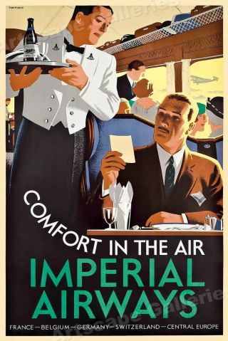 1930s Comfort In The Air - Imperial Airways Vintage Airline Travel Poster 24x36