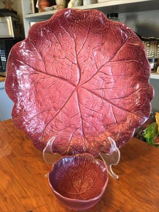 Williams Sonoma Barbara Eiger Farm Stand 13” Red Cabbage Platter W/ Dip Bowl Euc