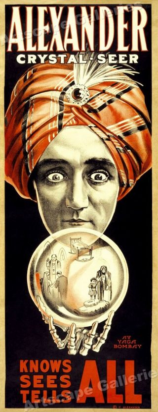 " Alexander The Crystal Seer " - 1910 Classic Magic Poster - 14x36