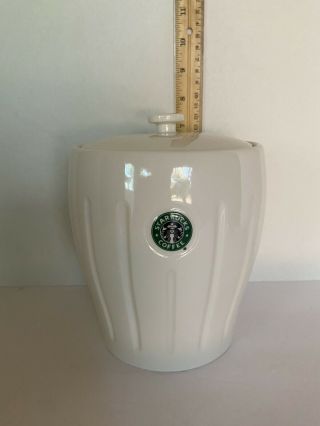 Starbucks Barista White Canister/cookie Jar 2003 7.  5” Tall