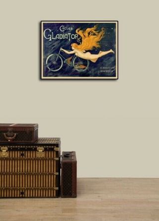 Cycles Gladiator Vintage Style 1895 Art Nouveau Bicycle Poster - 24x32 3