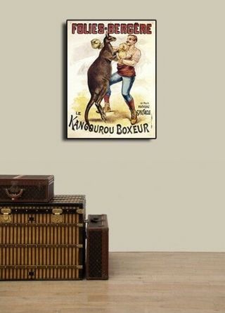Kangaroo Boxing - 1890s Vintage Style French Art Nouveau Poster - 18x24 3