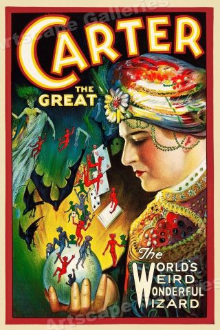 " Carter The Great " 1920s Classic Vintage Style Magician Poster - 36x54