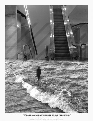Scott Mutter Poster/art Print.  The Escalator Photo Montage/1984/17x22 Inches