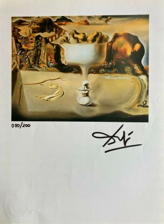 Salvador Dali - Apparition of Face,  Hand Signed Print with 2
