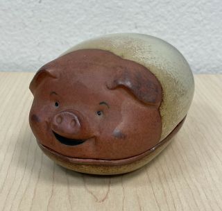 Vintage 1970’s Uctci Japan 2 Piece Pig Lidded Butter Dish Set