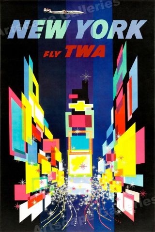 1960s “new York City” Vintage Style Air Travel Poster - 24x36