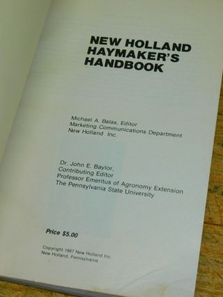 1987 HOLLAND HAYMAKER ' S HANDBOOK Sperry Book Hay is Big Business 2