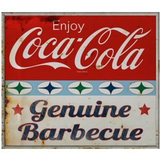 Enjoy Coca - Cola Barbecue Decal 1960s Roadside Style Grunge 24 X 21
