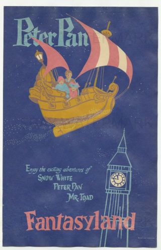 1969 Disneyland Peter Pan Vintage Poster Fantasyland