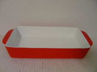 Vintage Michael Lax Copco Red And White Cast Iron Enamel Baking Pan Denmark