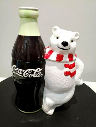 Cookie Jar Coca Cola Polar Bear With Coke Bottle Cavanaugh