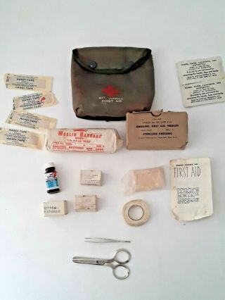 Vietnam Olive Drab M - 1 Jungle First Aid Kit Army Military Red Cross Emergency