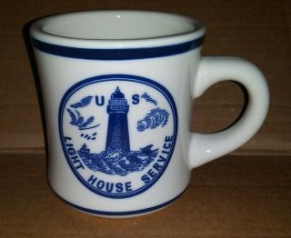 Us Light House Service Charleston Lines Navy Blue Collect Ceramic Coffee Mug