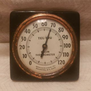 Vintage Metal Tel - Tru Room Thermometer Germanow Simon Rochester Ny Desk/wall