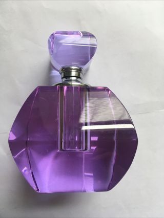 Vintage Heavy Crystal Deco Lilac Perfume Bottle