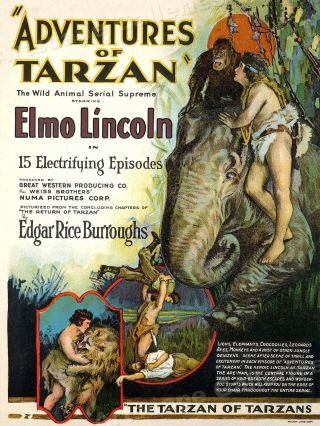 1921 Adventures Of Tarzan Vintage Style Movie Poster Elmo Lincoln - 24x32