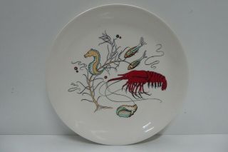 Crown Devon Fielding England Oceania Lobster Fish Plate Art Deco Kitsch Seahorse
