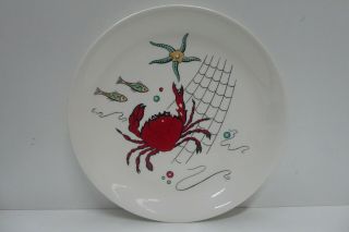 Crown Devon Fieldings England Oceania Crab Plate Art Deco Kitsch Sea Life