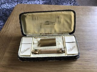 Gillette Vintage Gold Tone Razor Boxed Rare