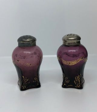 Eapg Amethyst Swag And Bracket Salt And Pepper Shakers Very Rare
