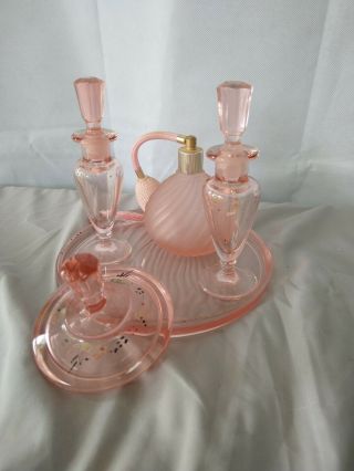 100ml Pink Vintage Crystal Perfume Spray Bottle Refillable Glass Gift Home Decor