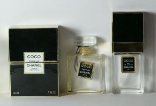 2 Vintage Chanel Coco Perfum & Eau De Parfum Bottle Box & Atomizer Bottle Empty
