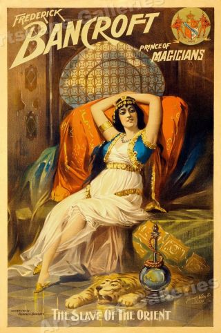 Bancroft " Slave Girl Of The Orient " 1890s Vintage Style Magic Poster - 20x30