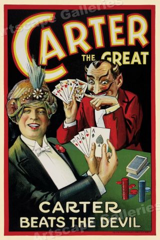 1922 " Carter Beats The Devil " Vintage Style Magic Poster - 20x30
